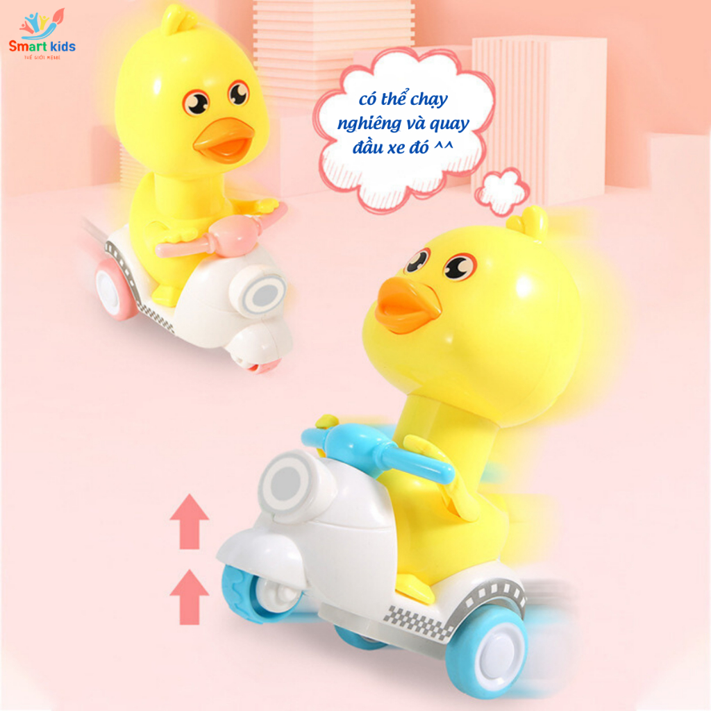 Đồ Chơi Vịt Vàng Lái Xe Máy Nhấn Chạy Cót, Vịt Lái Xe Vui Nhộn Với Nhiều Màu Sắc Dễ Thương