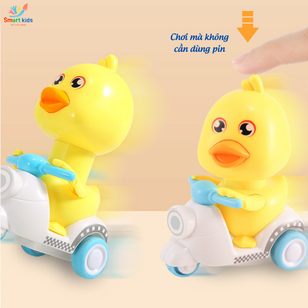 Đồ Chơi Vịt Vàng Lái Xe Máy Nhấn Chạy Cót, Vịt Lái Xe Vui Nhộn Với Nhiều Màu Sắc Dễ Thương