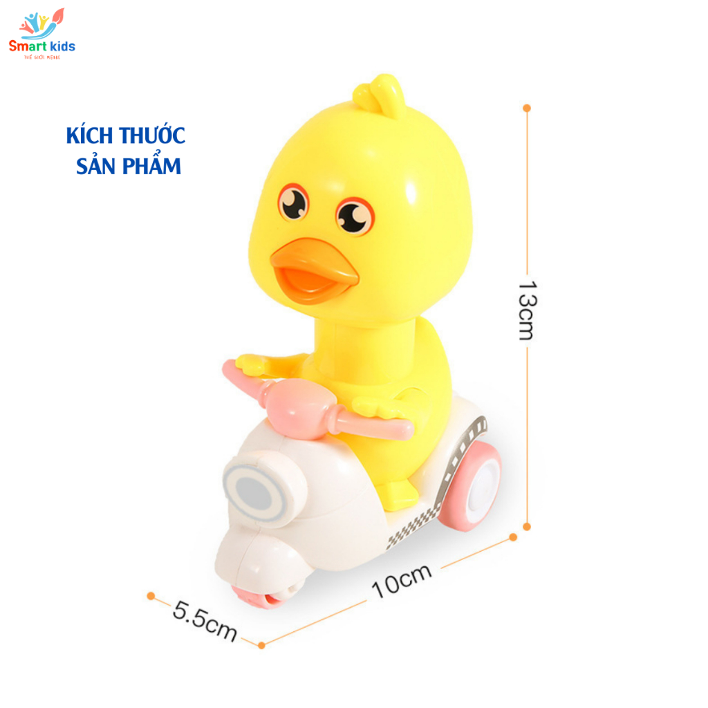 Đồ Chơi Vịt Vàng Lái Xe Máy Nhấn Chạy Cót, Vịt Lái Xe Vui Nhộn Với Nhiều Màu Sắc Dễ Thương