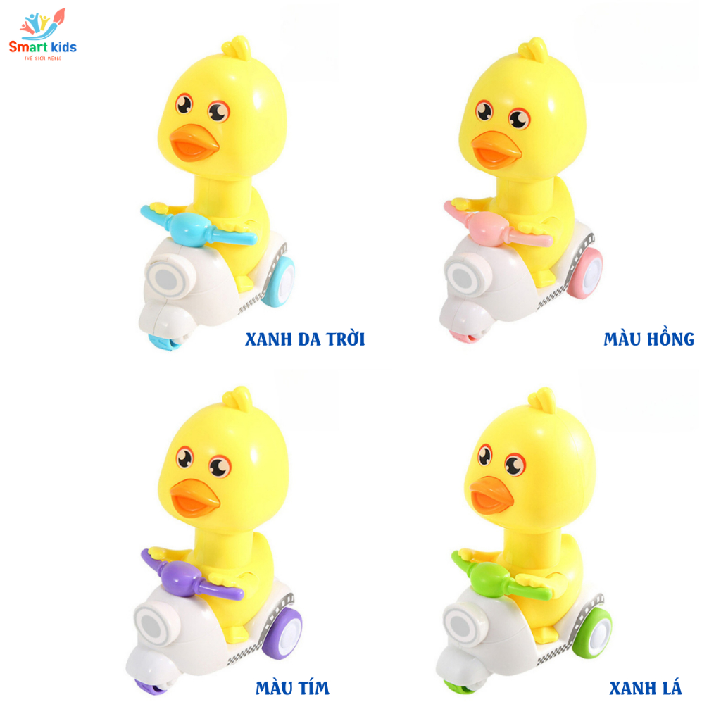 Đồ Chơi Vịt Vàng Lái Xe Máy Nhấn Chạy Cót, Vịt Lái Xe Vui Nhộn Với Nhiều Màu Sắc Dễ Thương