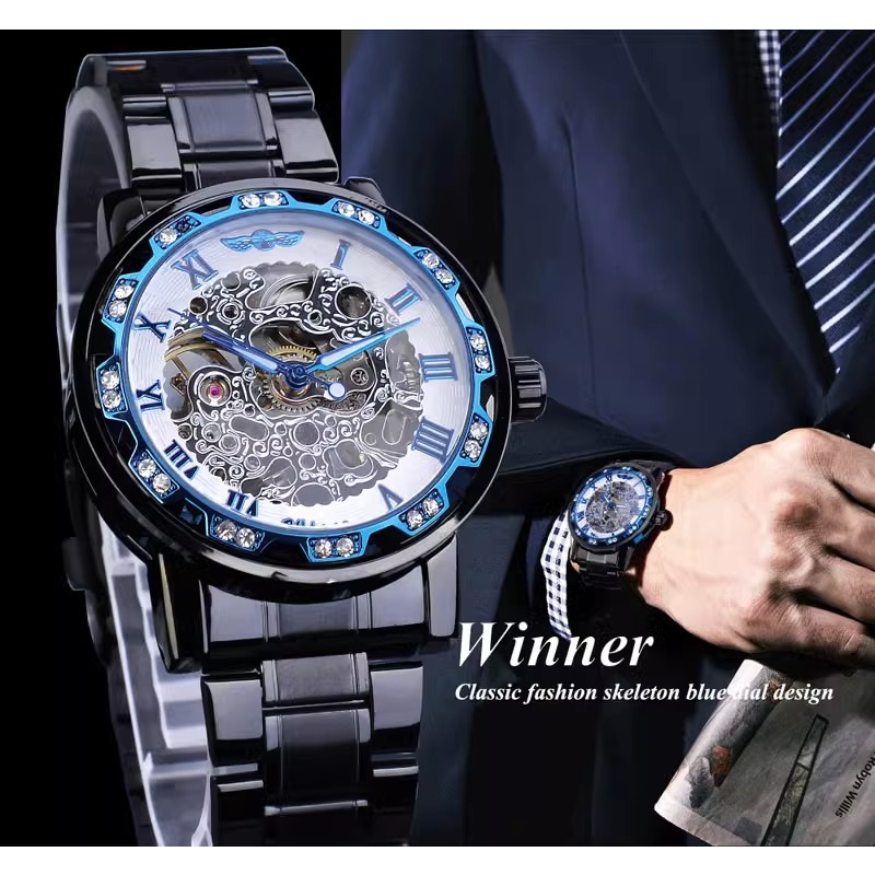Đồng hồ cơ nam phong cách Châu Âu SFG002 mặt kính saphire dây hợp kim - đồng hồ nam phát sáng