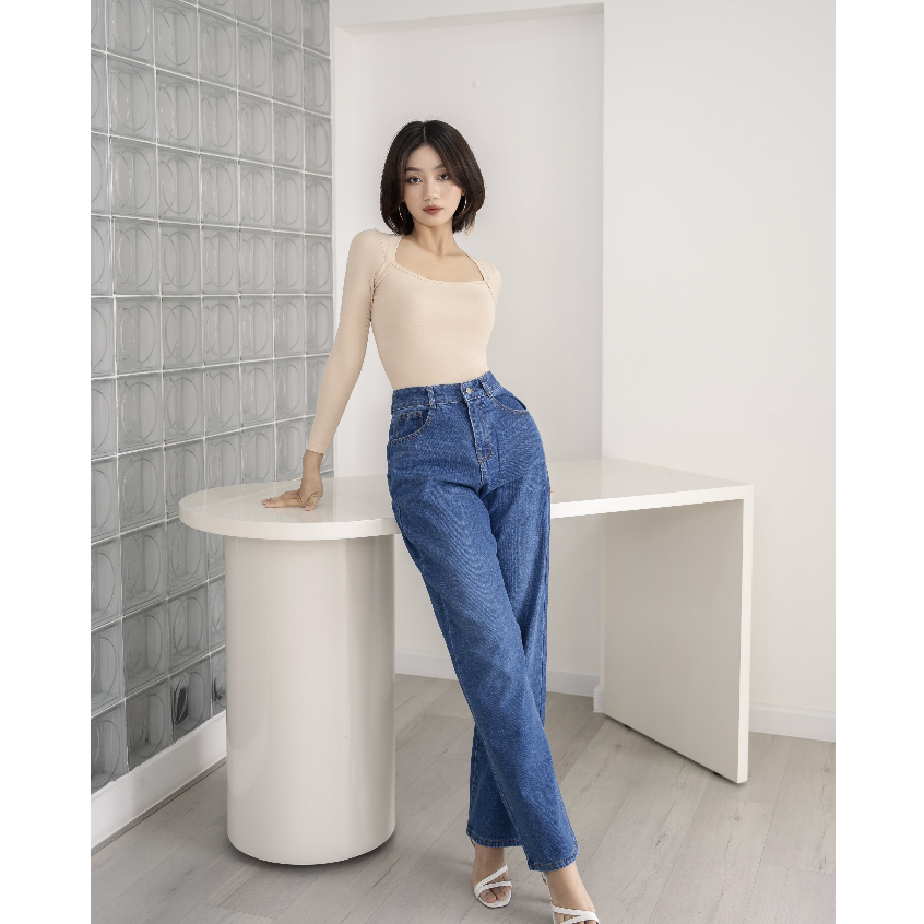 Quần Jean Ống Suông Nữ Lưng Cao Tiqi Jeans B2-1581