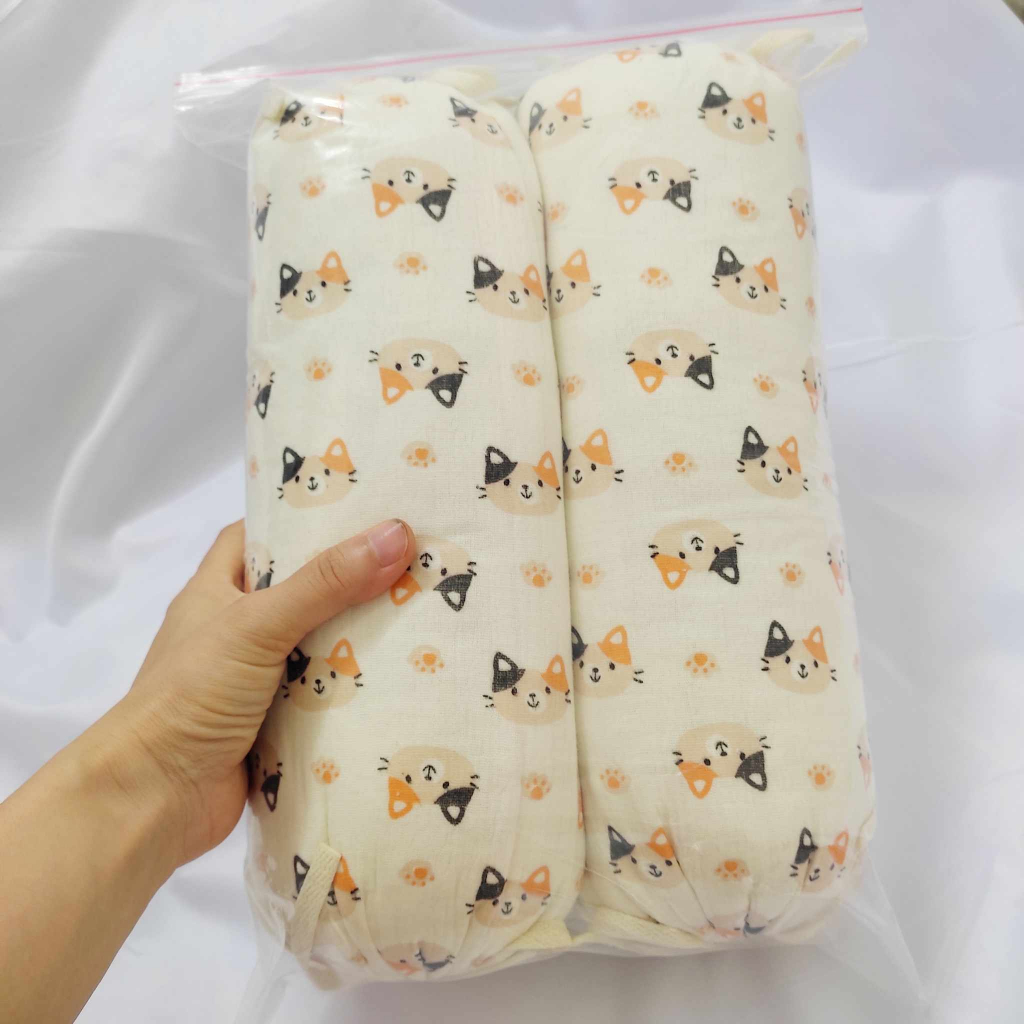Bộ chặn chống giật mình cho bé vải xô muslin lõi bông hạt cao cấp mèo vàng