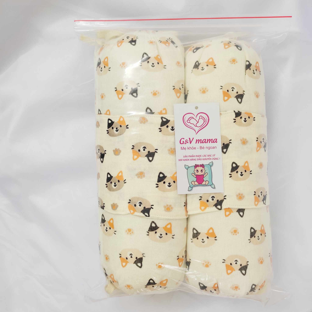 Bộ chặn chống giật mình cho bé vải xô muslin lõi bông hạt cao cấp mèo vàng