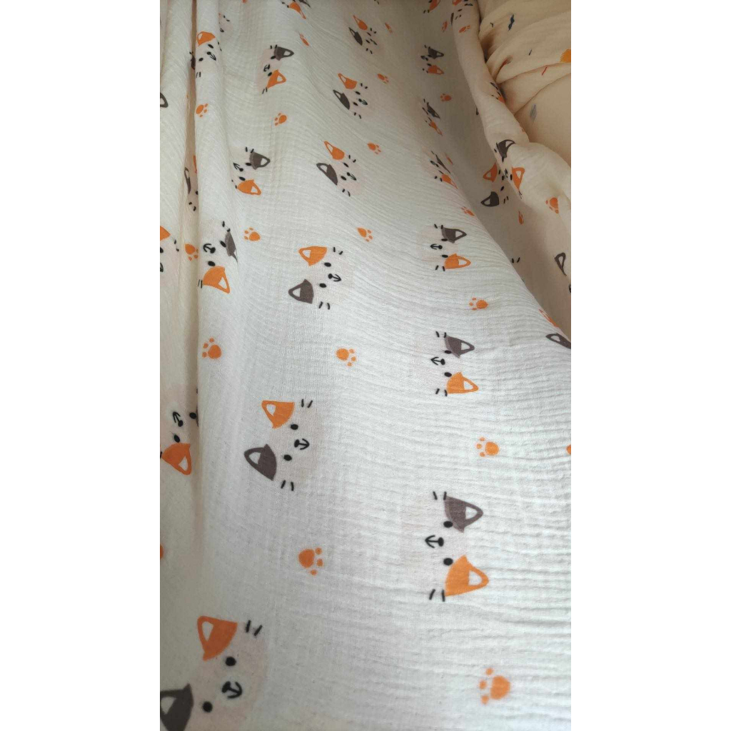 Bộ chặn chống giật mình cho bé vải xô muslin lõi bông hạt cao cấp mèo vàng
