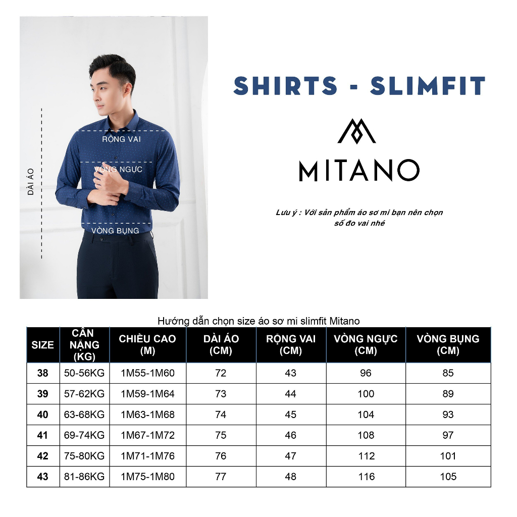Áo sơ mi nam dài tay kẻ caro Mitano slimfit, vải bamboo.