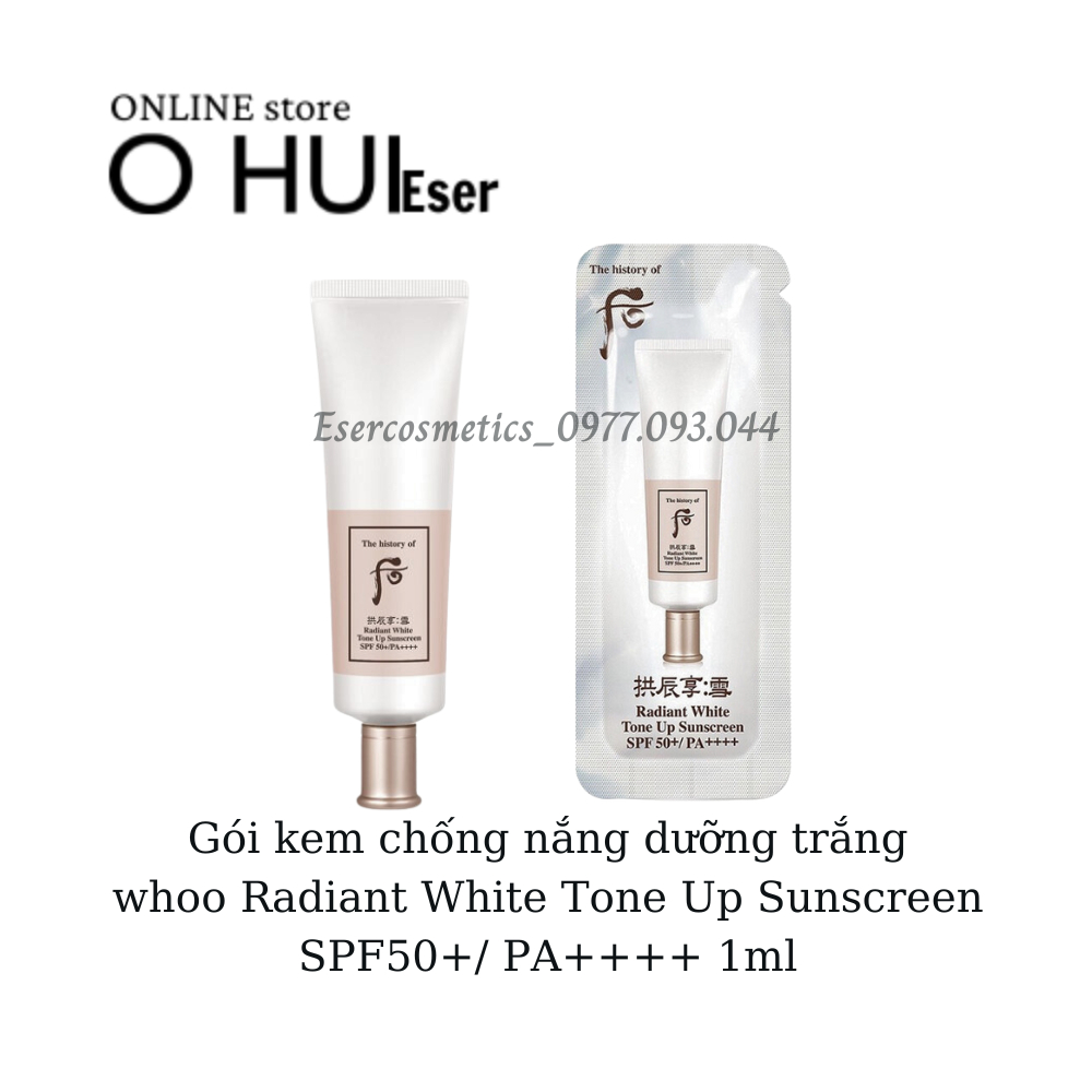 Gói kem chống nắng dưỡng trắng whoo Radiant White Tone Up Sunscreen SPF50+/ PA++++ 1ml_ESERsample