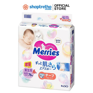 Tã - bỉm dán merries newborn nb76 + 6 miếng