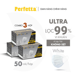 [Hàng Xuất Khẩu] - Combo 3 Hộp Khẩu Trang Y Tế 4 Lớp Perfetta Ultra Xuất Khẩu (50 cái/hộp)