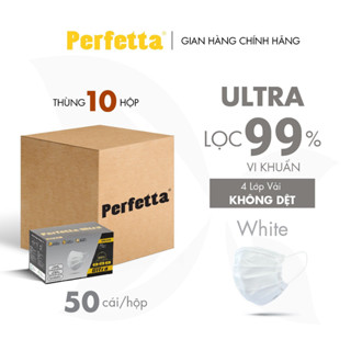 Thùng 500 Cái Khẩu Trang Y Tế 4 Lớp Perfetta Ultra đóng gói (50 cái/hộp)
