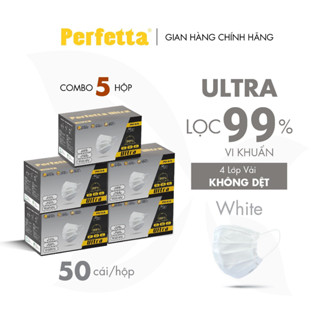[Xuất Khẩu] - Combo 5 Hộp Khẩu Trang Y Tế 4 Lớp Perfetta Ultra Xuất Khẩu (50 cái/hộp)