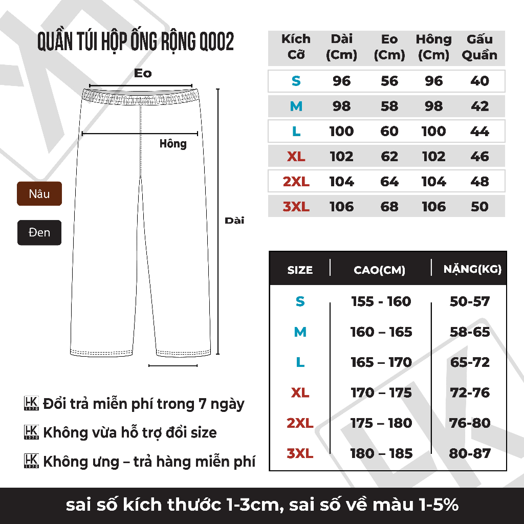 Quần túi hộp ống rộng vải kaki phong cách hip hop đường phố cá tính Q002
