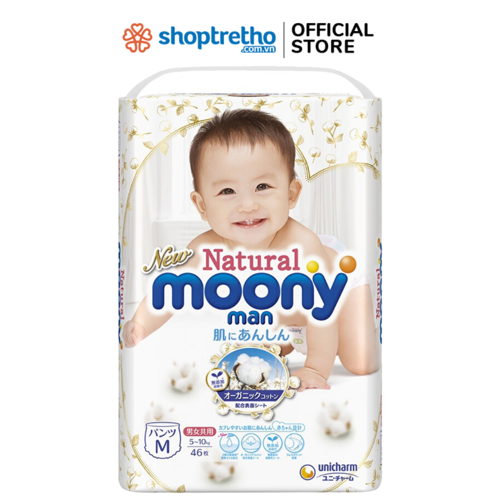 Tã bỉm quần Moony Natural M46 (5-10kg)