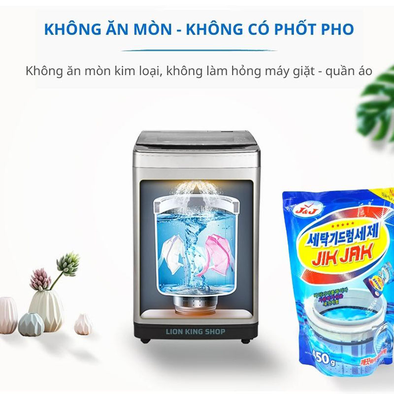 COMBO 3 gói Bột tẩy vệ sinh lồng máy giặt JIKJAK Hàn Quốc - gói 450g Sandokkaebi TIKTAK