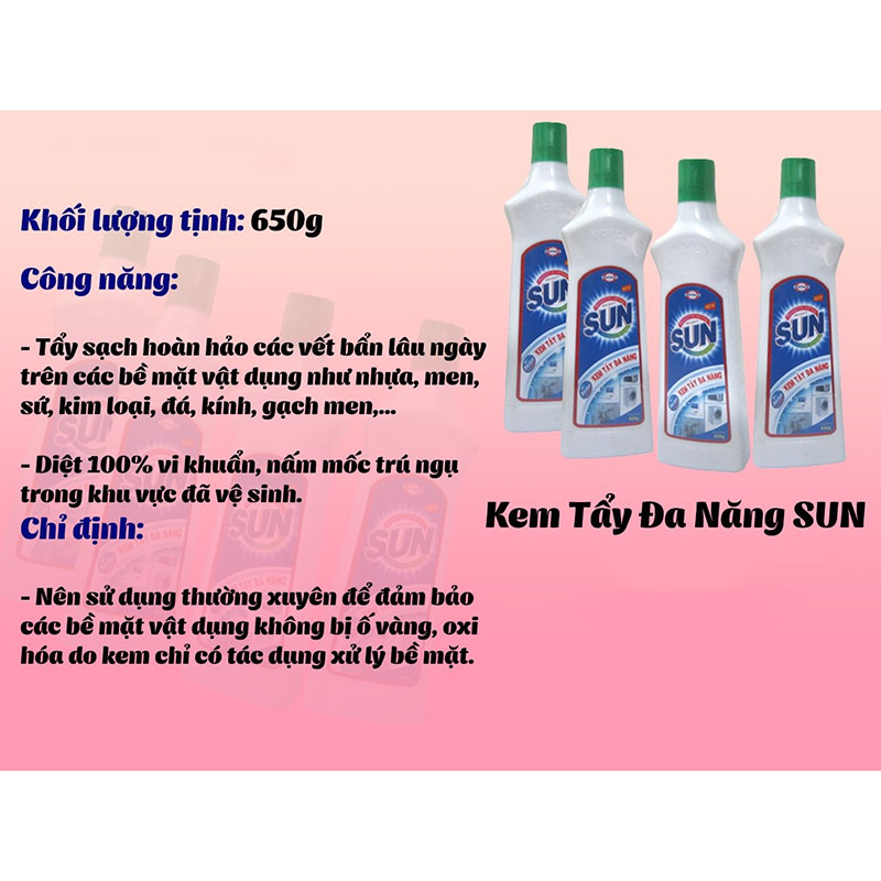 Kem tẩy rửa đa năng SUN 650g SUMO 700g Cũ thành mới Chất tẩy sạch nhựa