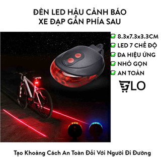 Đèn Led Hậu 2 Dải Laser + 5 Bóng Led Cảnh Báo Xe Đạp Gắn Phía Sau, Chống Nước Giúp Đạp Xe An Toàn Ban Đêm
