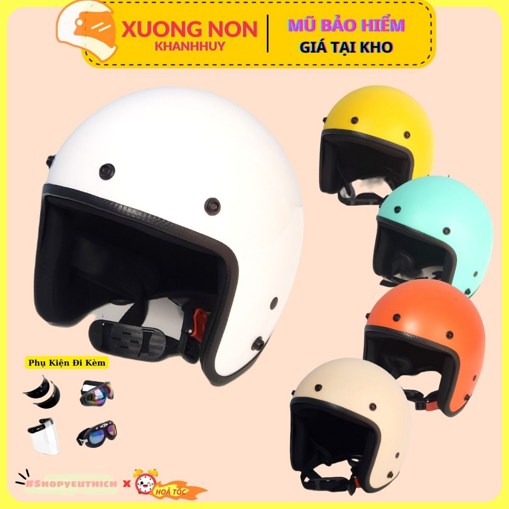 NÓN BẢO HIỂM 3/4 LÓT ĐEN VIỀN GON LỚN CAO CẤP_TẶNG KÈM LƯỠI TRAI_MŨ BẢO HIỂM