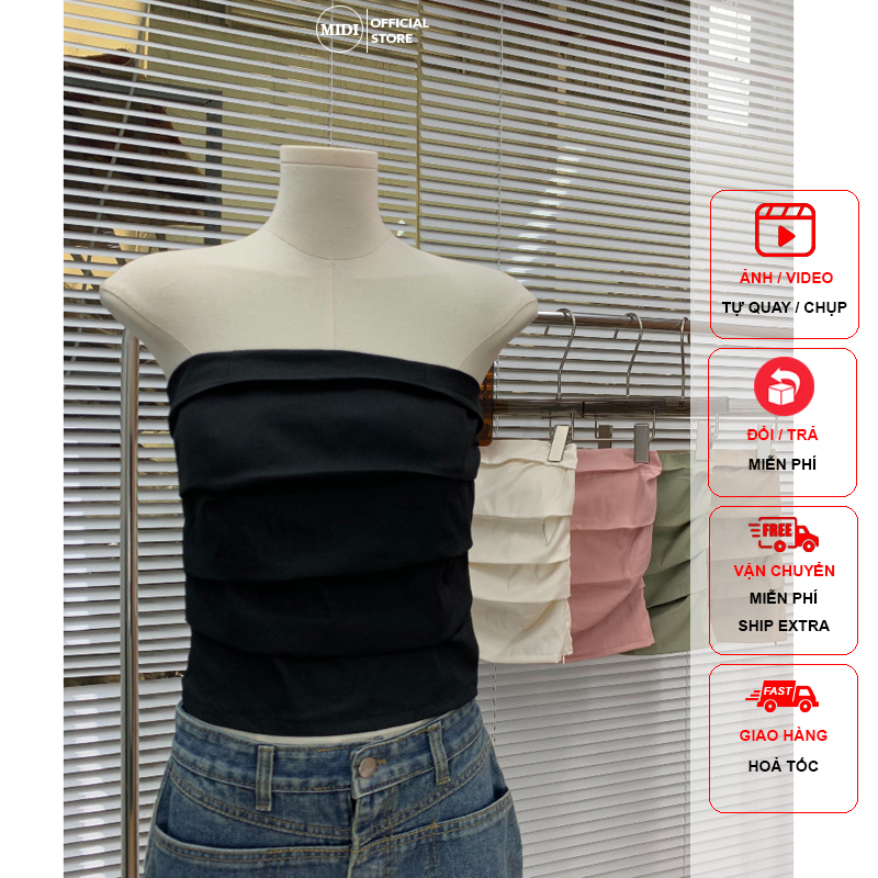Áo quây xếp ly trơn (3293) - MIDISTORE