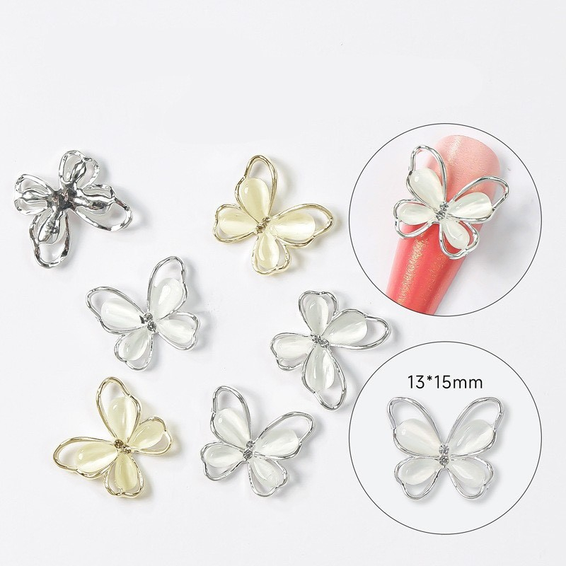 Charm nail, charm butterfly vàng bạc cao cấp, phụ kiện trang trí móng tay