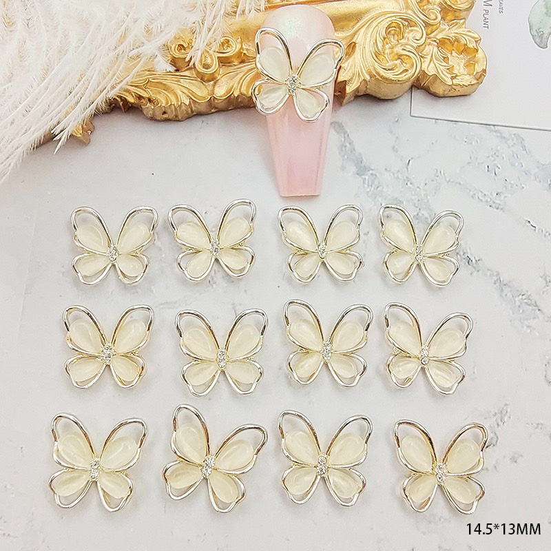 Charm nail, charm butterfly vàng bạc cao cấp, phụ kiện trang trí móng tay