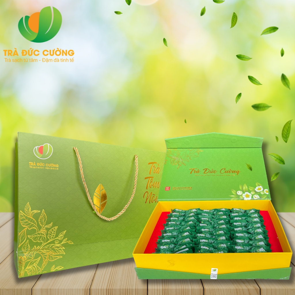 Trà Tôm Nõn - Thái Nguyên thượng hạng ( Hộp quà tặng 600G ) Trà Đức Cường, Trà Sạch Tiêu Chuẩn VietGap