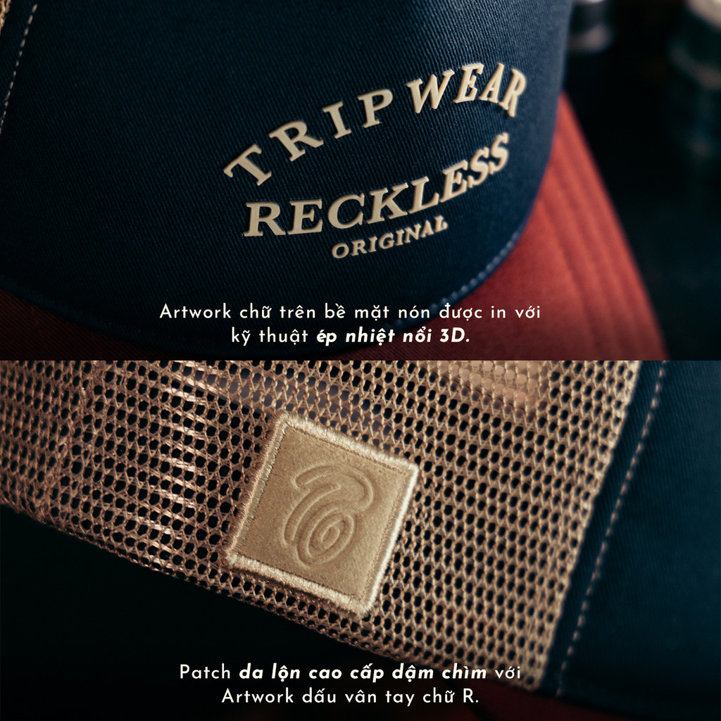Mũ/Nón Lưỡi Trai Reckless - Trucker Cap - Vải Kaki Cotton Thoáng Khí, Lưới Thoát Nhiệt, Artwork Ép Chuyển Nhiệt M17
