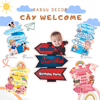 Cây Welcome trang trí bàn tiệc sinh nhật thôi nôi đầy tháng bé trai bé gái