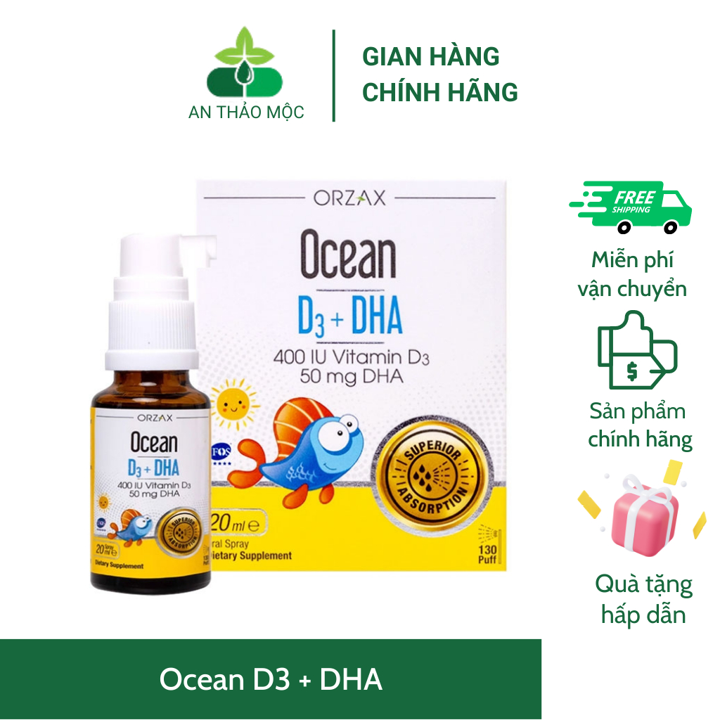 Ocean D3 + DHA  Bổ Sung Vitamin D3 Giúp Hấp Thụ Canxi,DHA Giúp Bé Thông Minh,Nhanh Nhẹn