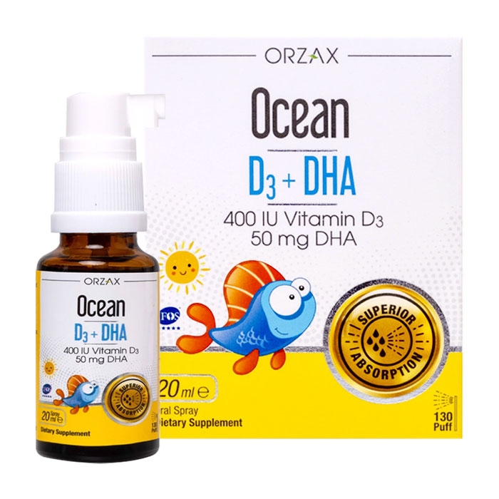 Ocean D3 + DHA  Bổ Sung Vitamin D3 Giúp Hấp Thụ Canxi,DHA Giúp Bé Thông Minh,Nhanh Nhẹn