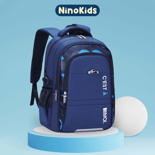 Balo học sinh, Balo bé trai từ lớp 1 đến lớp 6, siêu nhẹ, quai đeo êm ái và hạn chế thấm nước cho bé, BLT3 XANH NinoKids