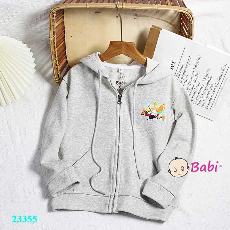 Áo Khoác Da Cá Có Nón In Logo gấu Sành Điệu Cá Tính Cho Bé trai và bé gái