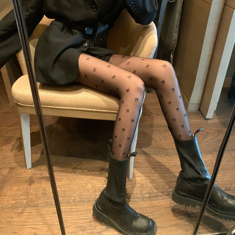 Quần tất da siêu mỏng họa tiết nơ màu đen phong cách ulzzang girl, quần tất tàng hình thon chân sexy gợi cảm by.Lisa