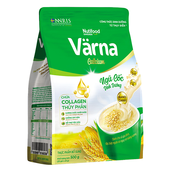 Ngũ cốc dinh dưỡng Värna Calcium Túi 500g/20 gói*20g
