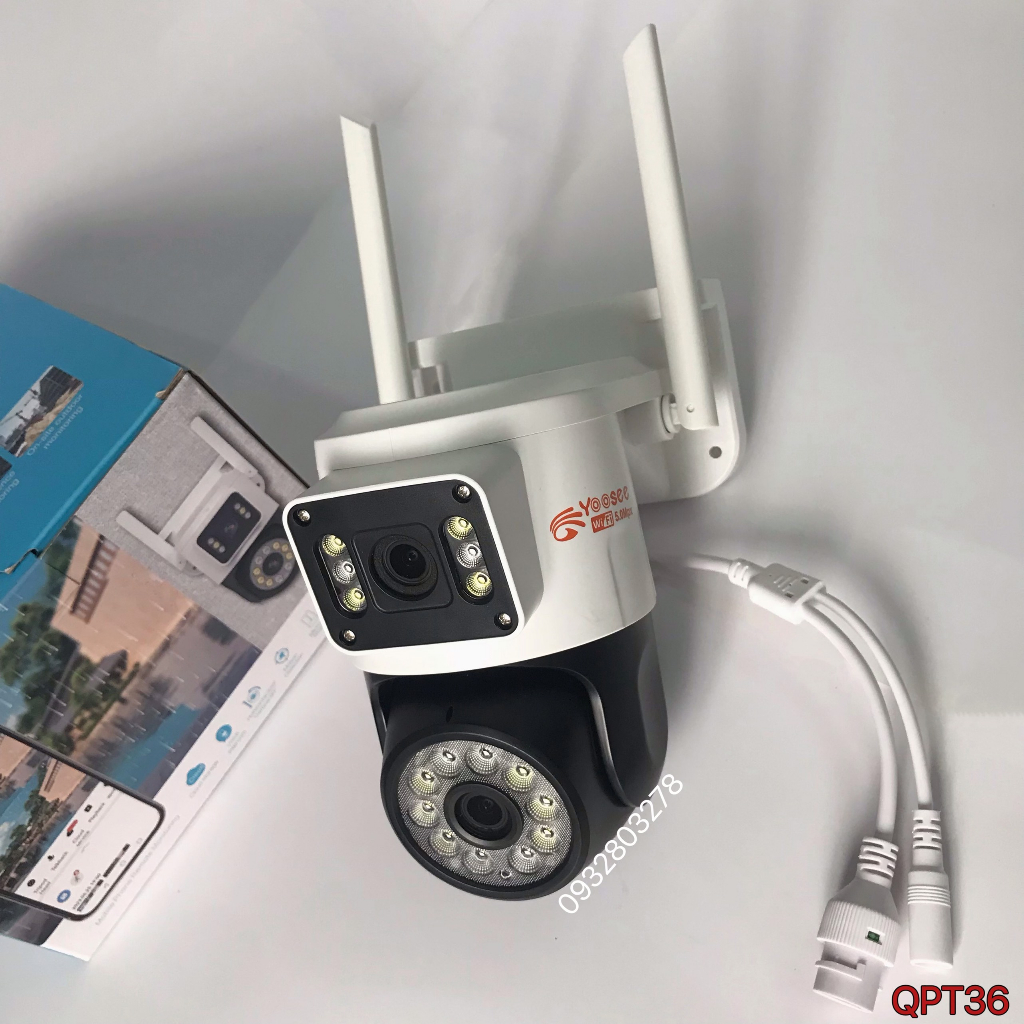 Camera Yoosee WiFi 2 Mắt Ngoài Trời QPT36 Xem 2 Màn Hình Cùng Lúc 5.0Mpx Giám Sát Ngoài Trời Chống Nước IP66