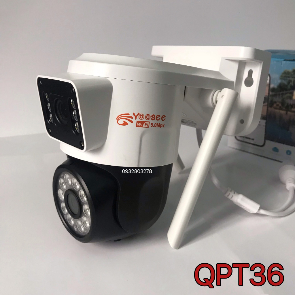 Camera Yoosee WiFi 2 Mắt Ngoài Trời QPT36 Xem 2 Màn Hình Cùng Lúc 5.0Mpx Giám Sát Ngoài Trời Chống Nước IP66