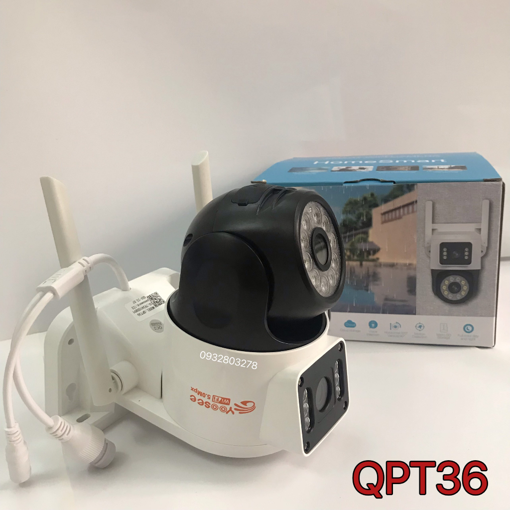 Camera Yoosee WiFi 2 Mắt Ngoài Trời QPT36 Xem 2 Màn Hình Cùng Lúc 5.0Mpx Giám Sát Ngoài Trời Chống Nước IP66