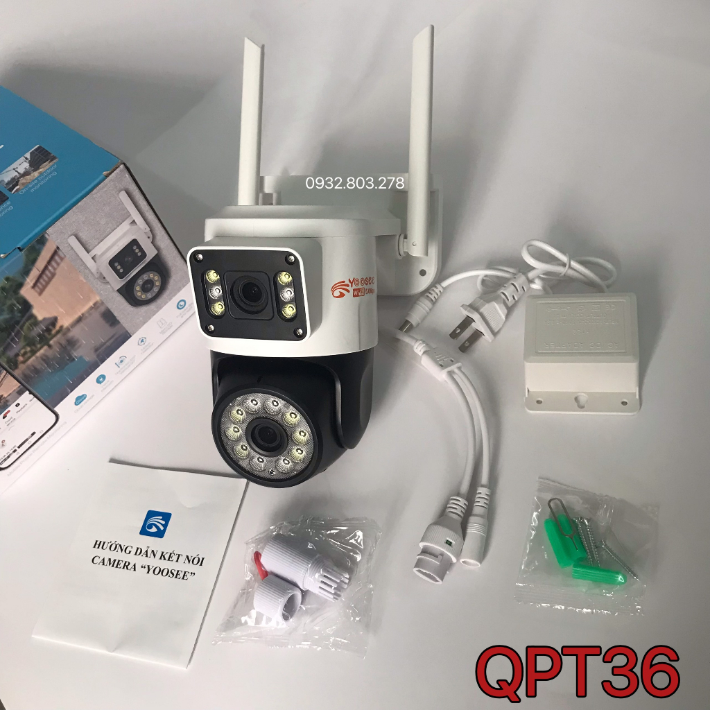 Camera Yoosee WiFi 2 Mắt Ngoài Trời QPT36 Xem 2 Màn Hình Cùng Lúc 5.0Mpx Giám Sát Ngoài Trời Chống Nước IP66