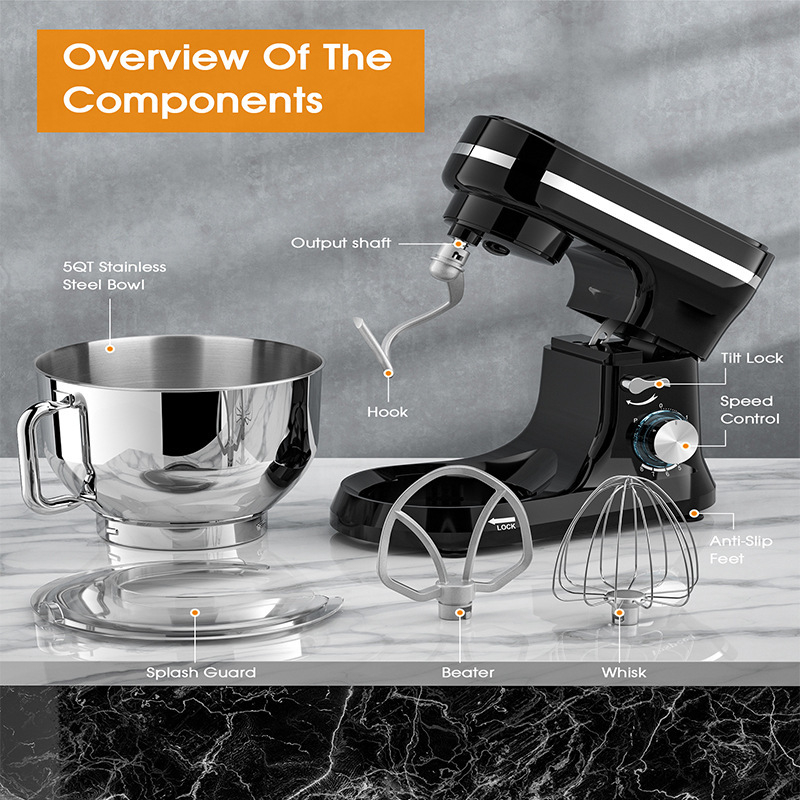 Máy đánh kem Stand Mixer 4L công suất 1000W - Máy nhồi bột, khuấy bột công suất lớn 1000W