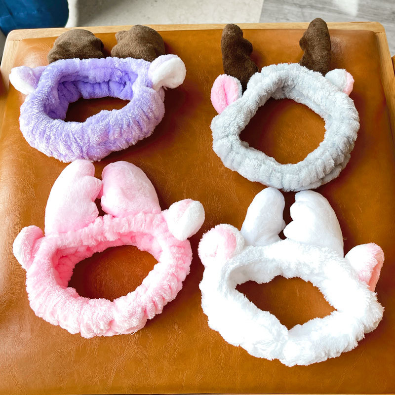 Băng Đô Cài Tóc Rửa Mặt Cute Dễ Thương Hình Tai Thỏ Trái Đào Con Cua Sừng Hươu Vải Nhung A213 A237 A212 A234-AndiFashion