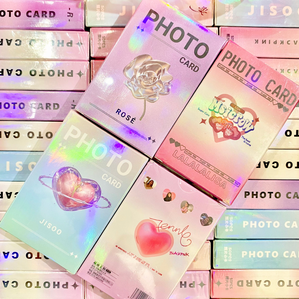 Bộ 50 ảnh photo card hologram nhóm nhạc Blackpink phát quang bo góc