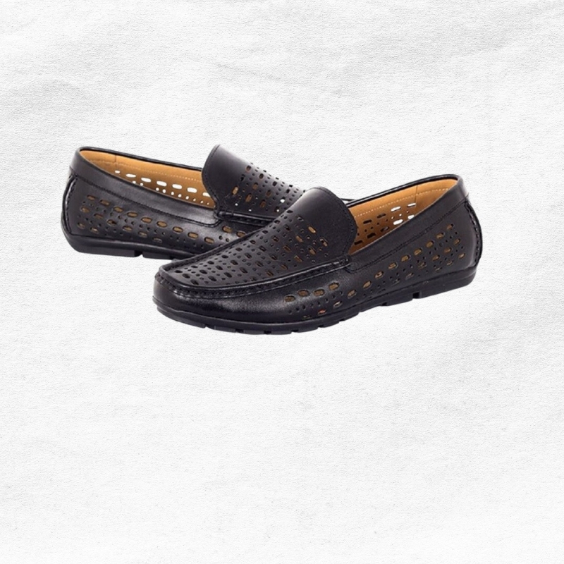 Giày nam thoáng khí mùa hè, da bò, giày hè có 2 màu đen, nâu thời trang, phù hợp công sở, bảo hành trọn đời - PL003-DEN