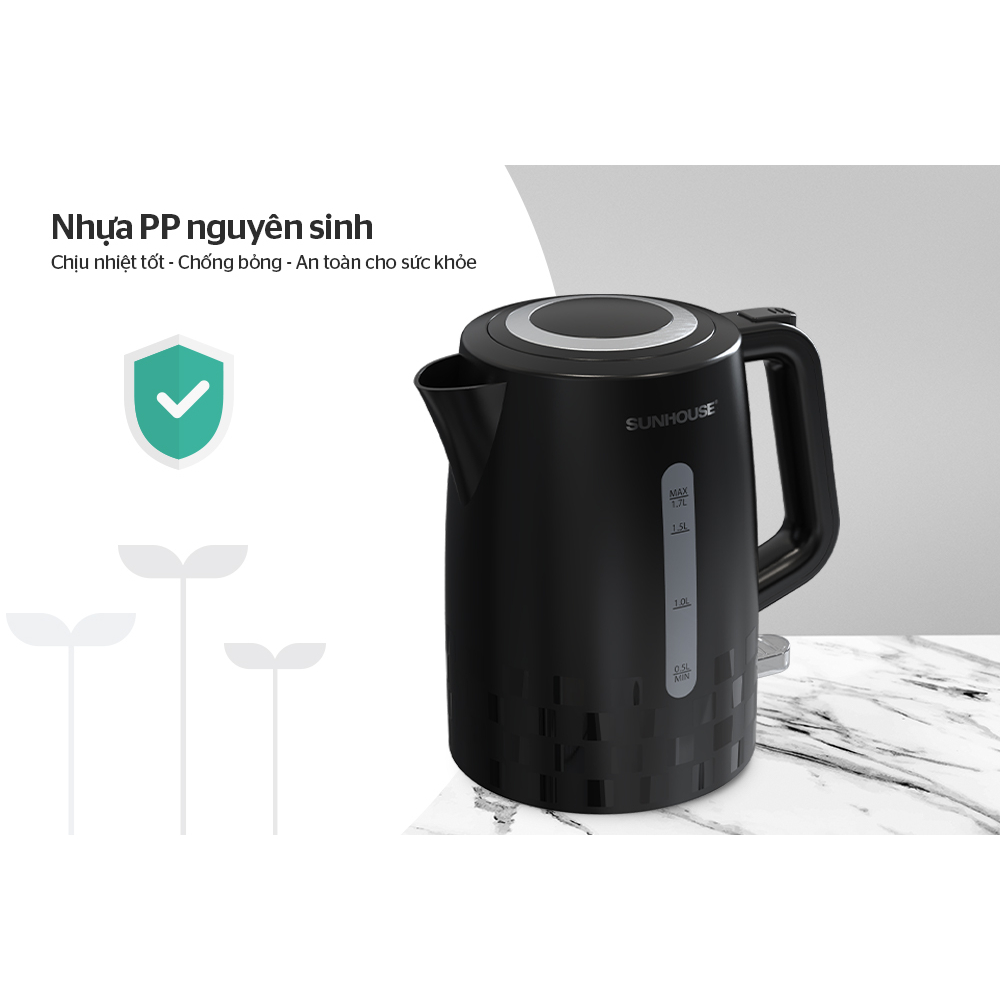 Ấm siêu tốc nhựa 1.7L SUNHOUSE SHD1306