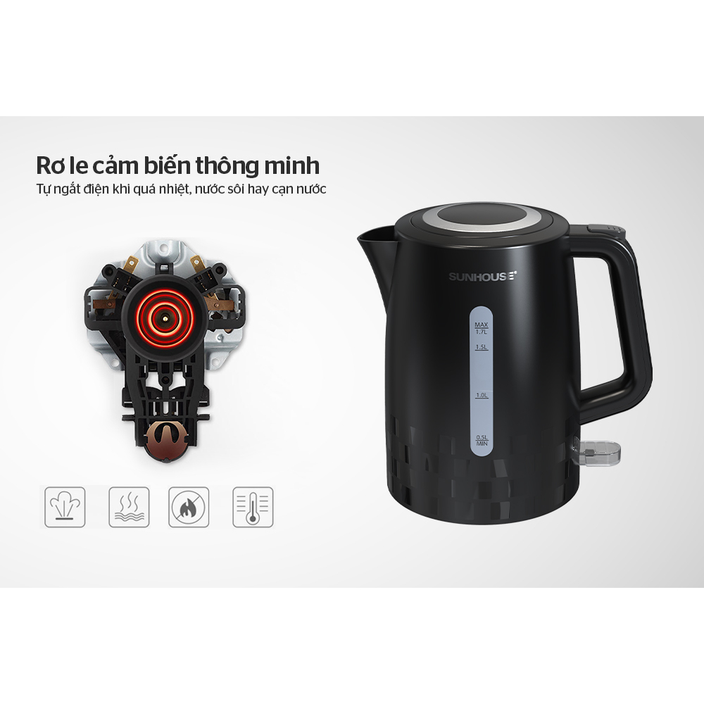 Ấm siêu tốc nhựa 1.7L SUNHOUSE SHD1306
