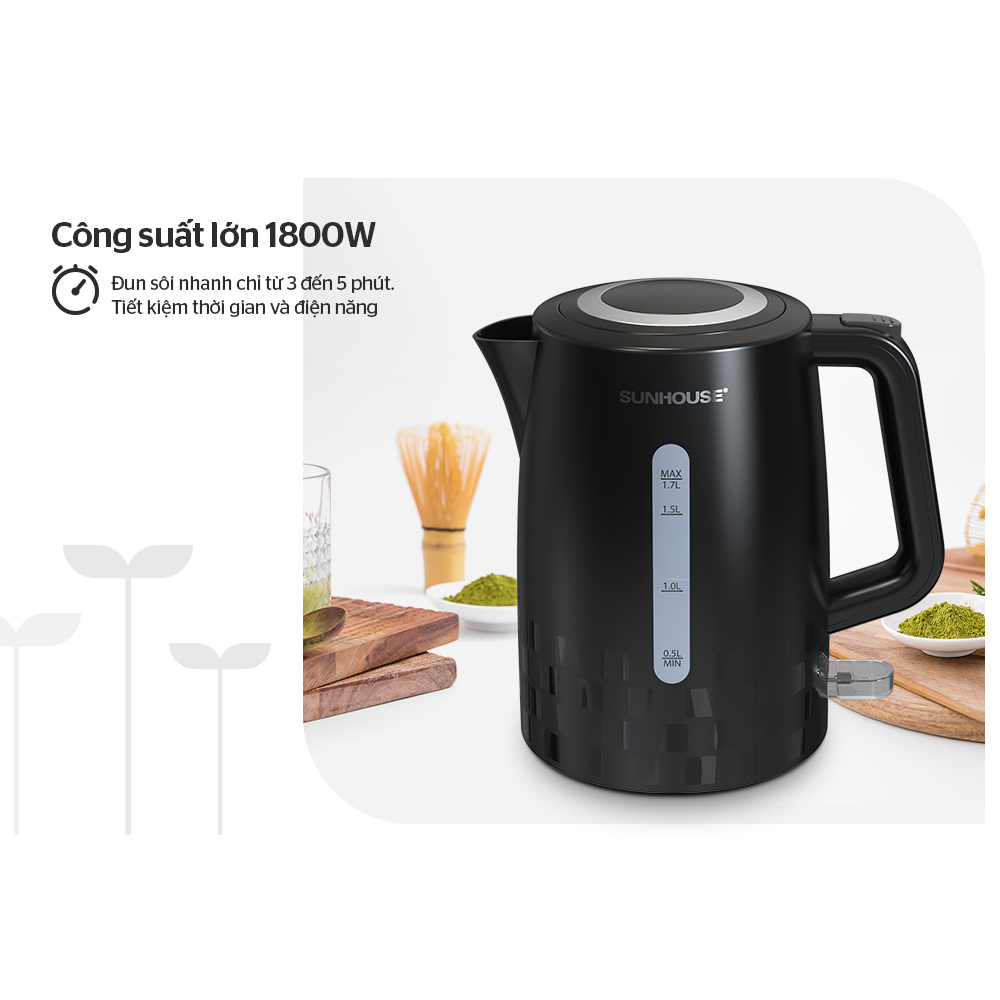 Ấm siêu tốc nhựa 1.7L SUNHOUSE SHD1306
