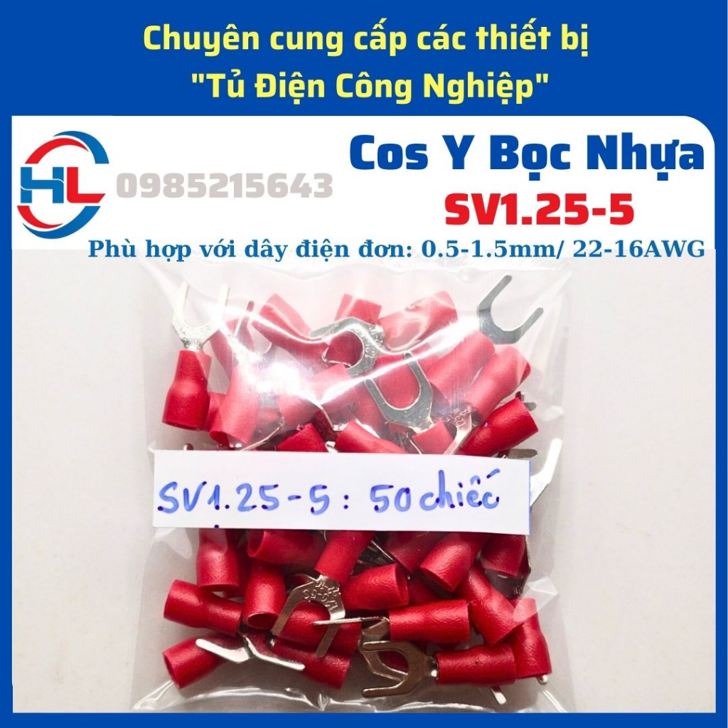 Đầu cos chữ y sv1.25-5, cos y bọc nhựa, cosy, cos càng cua, cos chẻ, cos y trần, snb1.25-5