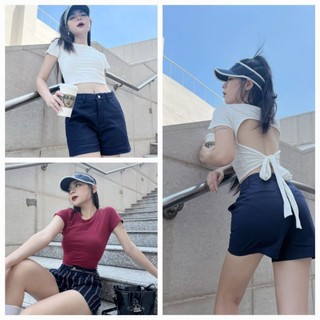 Áo croptop khoét lưng be06