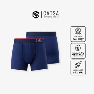 Quần BOXER nam CATSA màu xanh đen đai sọc vải thun cotton tự nhiên co giãn QBX027