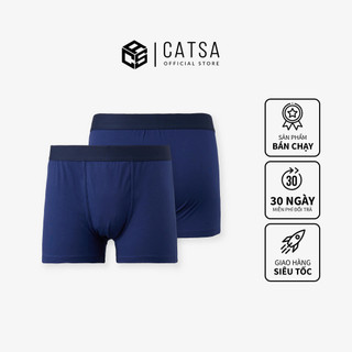 Quần boxer nam CATSA màu xanh đen đai xanh khử mùi thoáng mát QBX028
