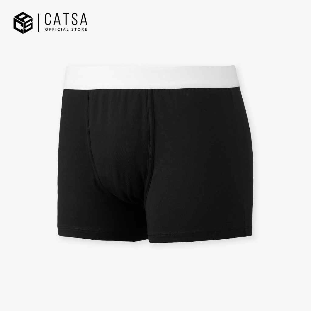 Combo quần Boxer nam CATSA đen lưng trắng chất liệu cotton thoáng mát QBX029