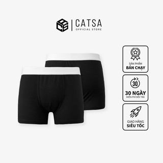 Combo quần Boxer nam CATSA đen lưng trắng chất liệu cotton thoáng mát QBX029
